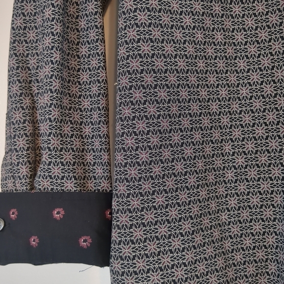 NWT Ted Baker Shirt Men's Large Black Geometric Flip Cuff Button Luxury Cotton - Picture 2 of 10